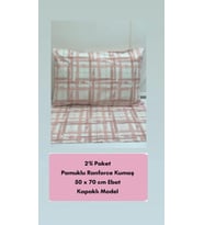 NİVEMESHOME PEMBE EKOSE DESEN 2 Lİ YASTIK KILIFI KAPAKLI 50X70