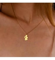 Kişiye Özel 925 Ayar Gümüş Zarif Tavşan Figürlü Harf Kolye (Gold)