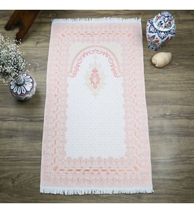 İpek Saten Osmanlı Desenli Seccade Pembe 67x120 cm - 230 gr