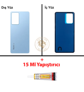 Xiaomi Redmi Note 12 Pro 5G Mavi Arka Pil Kapağı Batarya Kapağı Lazer Kesim + B-7000 Yapıştırıcı