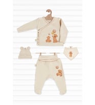 FLUFFY BEAR Organik Pamuk Penye Yeni Doğan Mini Set - 4 Parça  Tiny Lamb