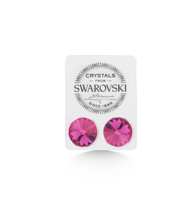 Union Swarovski Crystal Kadın Fuchsia Taşlı 12mm Çivili Gümüş Küpe