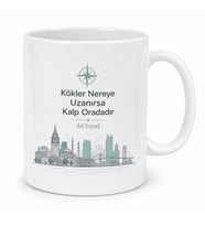 Minimal Ofis Tasarımlı Memleket Kupası Porselen Bardak Hediye Kupa