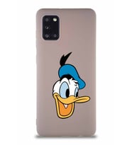 Samsung Galaxy A31 Soft Premier Kapak Donald Duck-A Tasarımlı Silikon Kılıf - Pudra (Şeffaf)