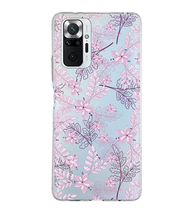 Xiaomi Redmi Note 10 Pro Uyumlu Kapak Floral Pudra Tasarımlı Şeffaf Silikon Kılıf