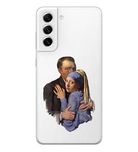 Samsung Galaxy S22 Uyumlu Van Gogh & İnci Küpeli Kız Tasarımlı Şeffaf Telefon Kılıfı