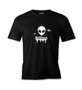 Alien - Believe in Planets Siyah Erkek Tshirt