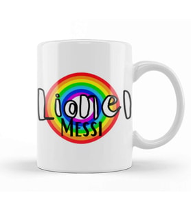 Lionel Messi   Retro Rainbow Style Kupa Bardak Porselen