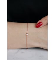 925 Ayar Gümüş Zirkon Tek Taşlı Rose Bileklik - B034701