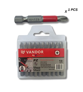 Vandor Anti Slip Bit Kaydırmaz Bits S2 Yüksek Kalite Çelik PZ3 50 - 729927867403 (Gümüş)