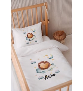 %100 Pamuk Saten Isme Özel 100x150 Bebek Yatak Nevresim Seti