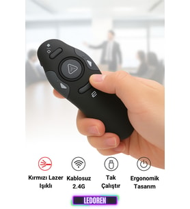 Kablosuz Lazer Sunum Kalemi , Sunum Kumandası , Laser Powerpoint 15 metre Çekim