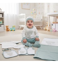 0-3 AY BEBEKLERE GAYE ORGANİK PAMUK AYICIK PANDA NAKIŞLI 10 LU SET (Yeşil)