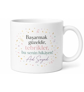 Kişiye Özel Tebrikler Yazılı Baskılı Kupa Bardak Hediye