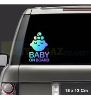 Arabada Uyuyan Bebek Var Baby On Board Hologram Oto Araba Sticker Cam Etiket Çıkartma 18 x 12 Cm