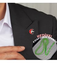 Gümüş 925 Ayar Hilal Kurt Figürlü Yaka Rozeti