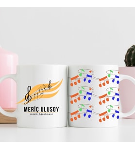 Müzik Öğretmenlerine Özel Tasarımlı İsim Yazılı Hediye Kupa Bardak