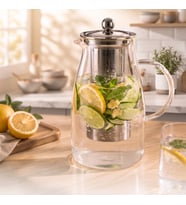 Detoks Sürahisi - 1500 ml - Paslanmaz Çelik Filtre - Cam