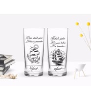 BK Gift Kişiye Özel Renkli Baskılı Demir Almak Günü Tasarımlı İkili Rakı Bardağı Seti-1 (Beyaz)