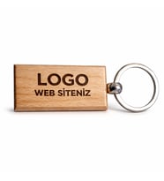 Kişiye Özel Dikdörtgen Ahşap Anahtarlık – Logo ve Web Sitesi Yazılı Lazer Gravür Anahtarlık – Kurumsal Promosyon & Özel Tasarım