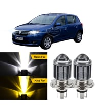 Dacia Sandero Mk2 Mk2.5 2009-2020 Mercekli Far Ampulü Led Xenon Sarı-Beyaz Şimşek Etkili Uzun Kısa
