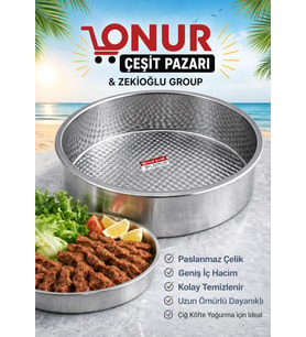 Paslanmaz Çelik Çiğ Köfte Tepsisi Leğen NO : 1 Derinlik : 6 CM ÇAPI: 38 CM