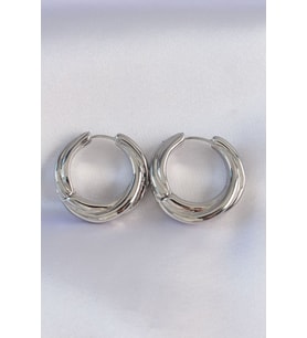 Pirinç Gümüş Renk Asimetrik Kıvrım Küpe TJ-BKP8975