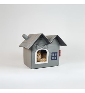 Kedi Evi Kedi Yuvası Kapalı Kedi Kulübesi Pet Villa (Antrasit)