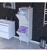 Modilayn İLKİM Modern Çamaşır Ünitesi, 45x138x32,5 cm Gizli 4 Göz Minimalist Akıllı Sepetli Dolap