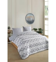 Çift Kişilik Desenli Kapitone Çift Taraflı Renkli Pike Yatak Örtüsü Takımı 200x230 cm (Çarşafsız) (Gri)