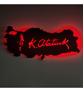 Destina Ahşap Atatürk İmza Temalı Türkiye Haritası- Türkiye Tablo
