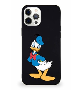 Apple iPhone 12 Pro Max Soft Premier Kapak Donald Duck-D Tasarımlı Silikon Kılıf - Siyah (Şeffaf)