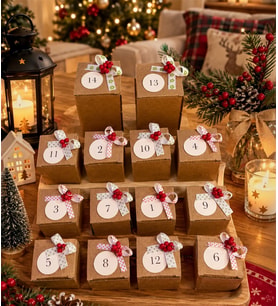 Advent Calendar Yılbaşı Süsleri Hediye Kutusu (14'lü) Noel Takvimi
