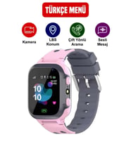 Çocuk Akıllı Saat, Konum Takip, Sim Kart, LBS, Pembe Gri