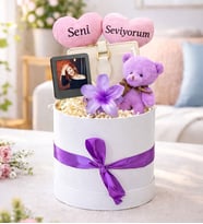 Kişiye Özel Seni Seviyorum Tasarımlı,Fotoğraflı,Cüzdan,Toka Ve Ayıcık Anahtarlık,Kutu Seti (Beyaz)