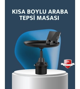 Araç İçi 360° Ayarlanabilir Bardaklık Tepsisi Geniş Yüzeyli Ve Telefon Standlı