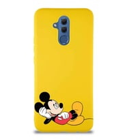 Huawei Mate 20 Lite Soft Premier Kapak Mickey Mouse-F Tasarımlı Silikon Kılıf - Sarı (Şeffaf)