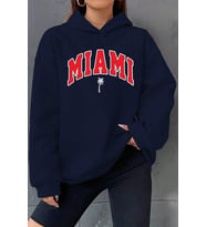 Miami Baskılı Oversize Sweatshirt (Lacivert)