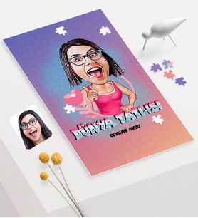 BK Gift Kişiye Özel Dünya Tatlısı Karikatürlü 240 Parça A3 Puzzle - 1