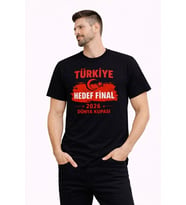 Erkek TÜRKİYE Baskılı Tişört Ay Yıldız 2026 Dünya Kupası Taraftar Forma T-Shirt - Siyah