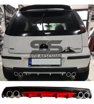 Opel Corsa  C Difüzör Arka Tampon Eki 4 Egzoz Çıkışlı Kırmızı Lüx Tip