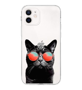 PrintiFy iPhone 12 Mini ile Uyumlu Kedi 3 Kamera Korumalı Şeffaf Kılıf
