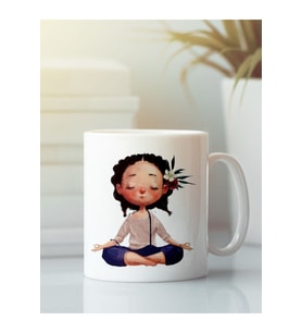 Beyaz Kupa Bardak G107 Yoga Meditasyon Om