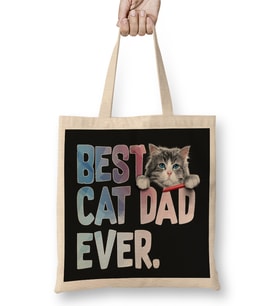 Best Cat Dad Ever Costume Gift Bez Çanta Uzun Saplı