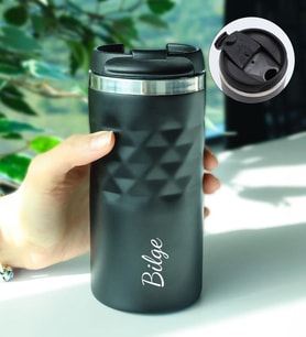 Kişiye Özel 300 ML Siyah Kristal Çelik Termos