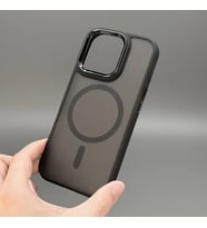 Iphone 15 Pro Uyumlu Kılıf Magsafe ve Şeffaf Lens Koruyuculu (Siyah)