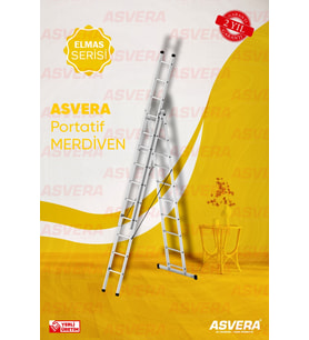 Elmas Serisi - 3 Parça X 3 Metre = 9 Metre  A Ti̇pi̇ Alüminyum Merdiven - Yerli