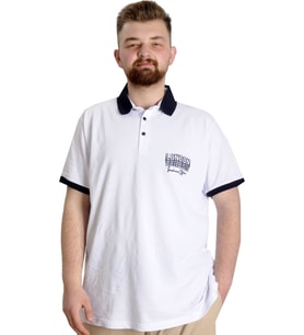 Mode XL Büyük Beden Erkek Polo T-shirt LONDON 23350 Beyaz