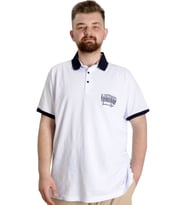 Mode XL Büyük Beden Erkek Polo T-shirt LONDON 23350 Beyaz