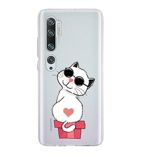 Xiaomi Mi Note 10 Uyumlu Kapak Coolcat Tasarımlı Şeffaf Silikon Kılıf